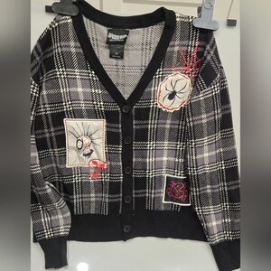 Spiderman Black and White Plaid Women's Cardigan